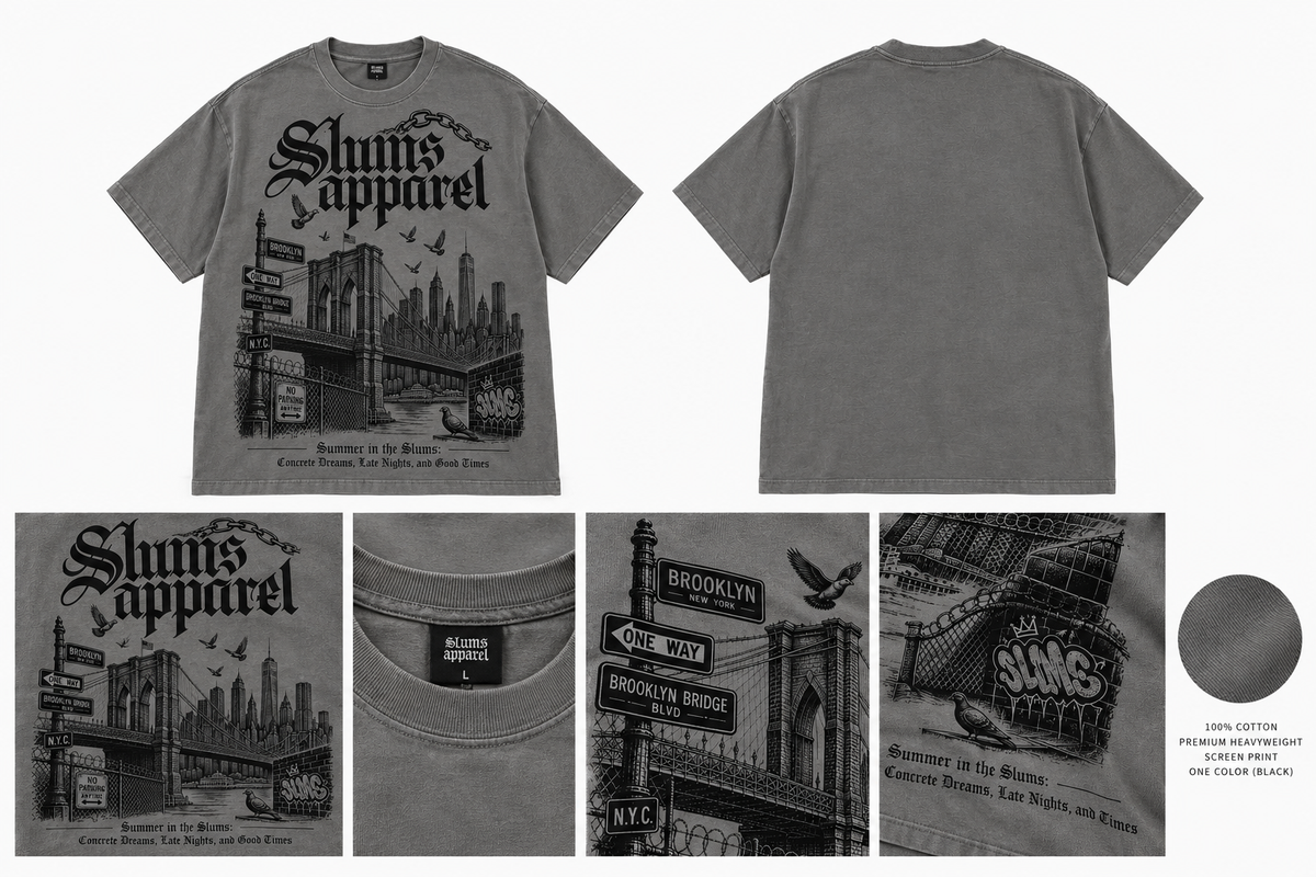 Brooklyn ‘NYC’ Heavyweight T-Shirt - Gray