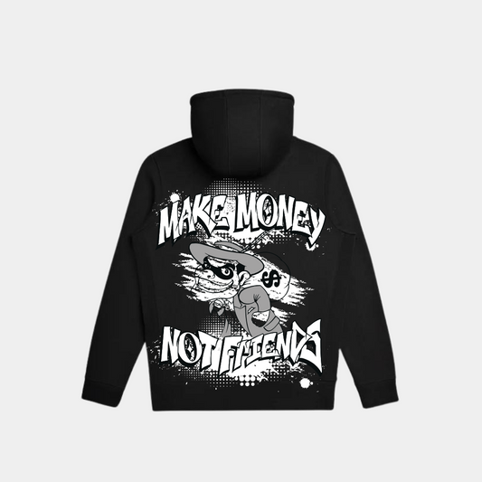 A black graphic hoodie make money not friends