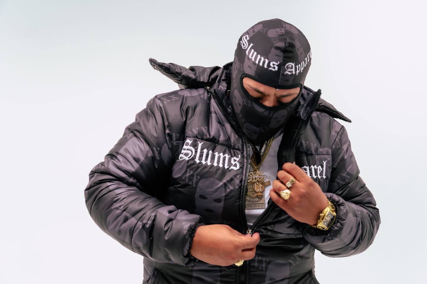 All Over Print Ski Mask Puffer Jacket