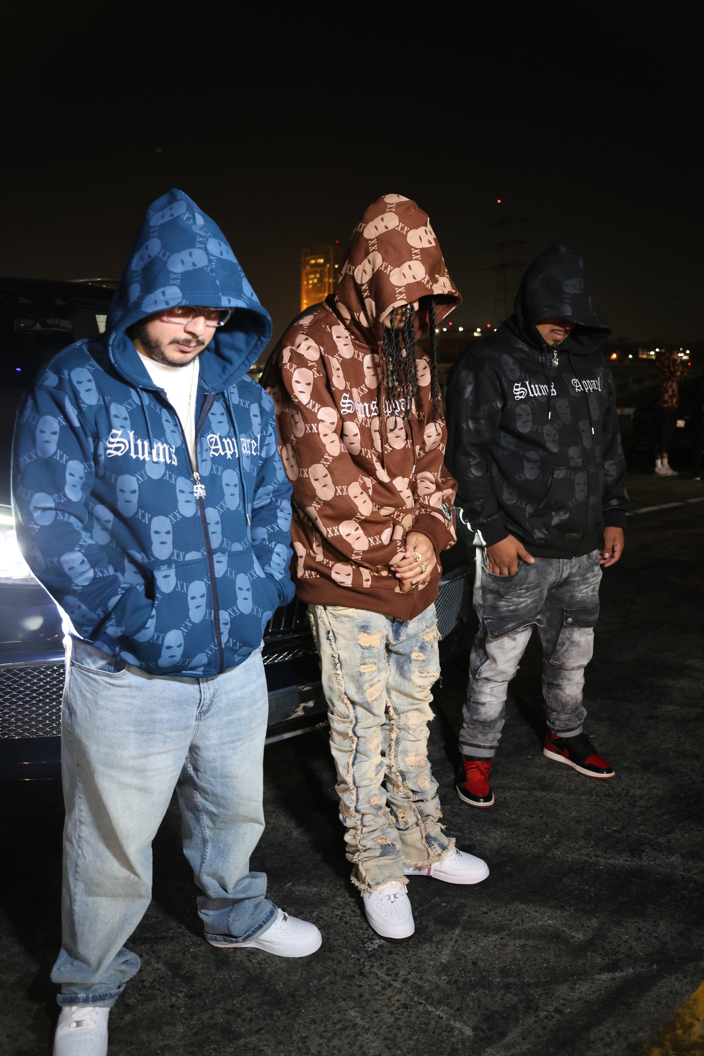 All Over Print Ski Mask - Brown Zip Up