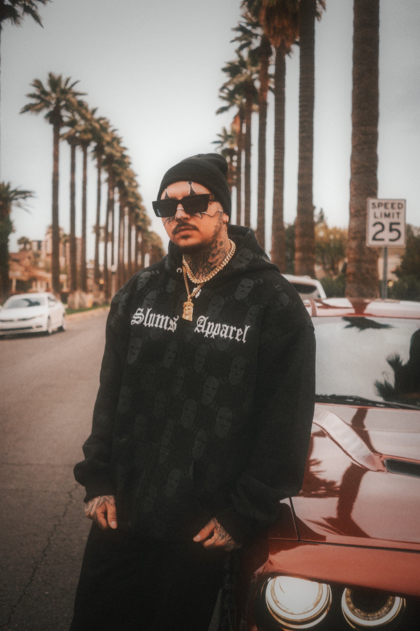 All Over Print Ski Mask - Black Zip Up