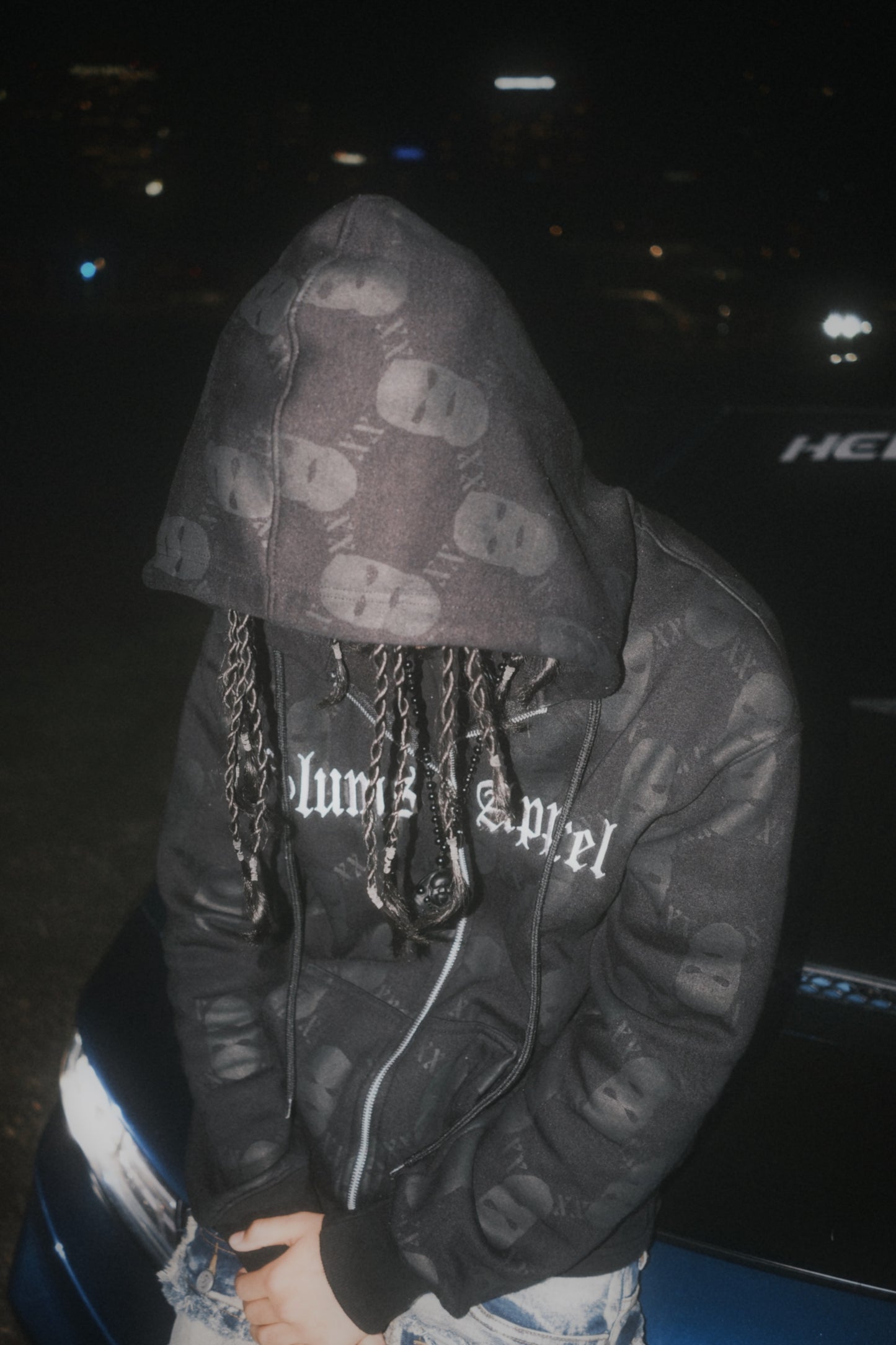 All Over Print Ski Mask - Black Zip Up