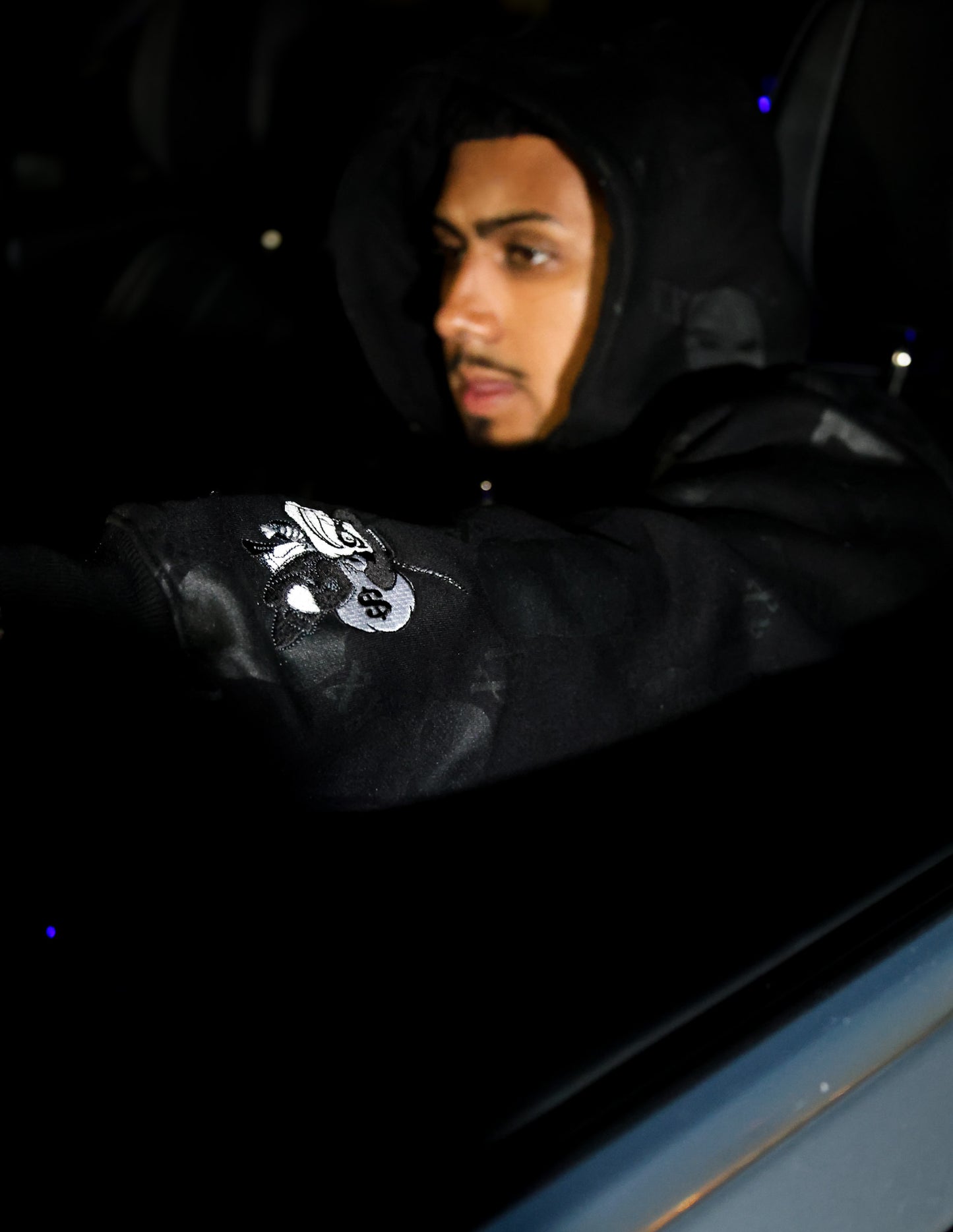 All Over Print Ski Mask - Black Zip Up