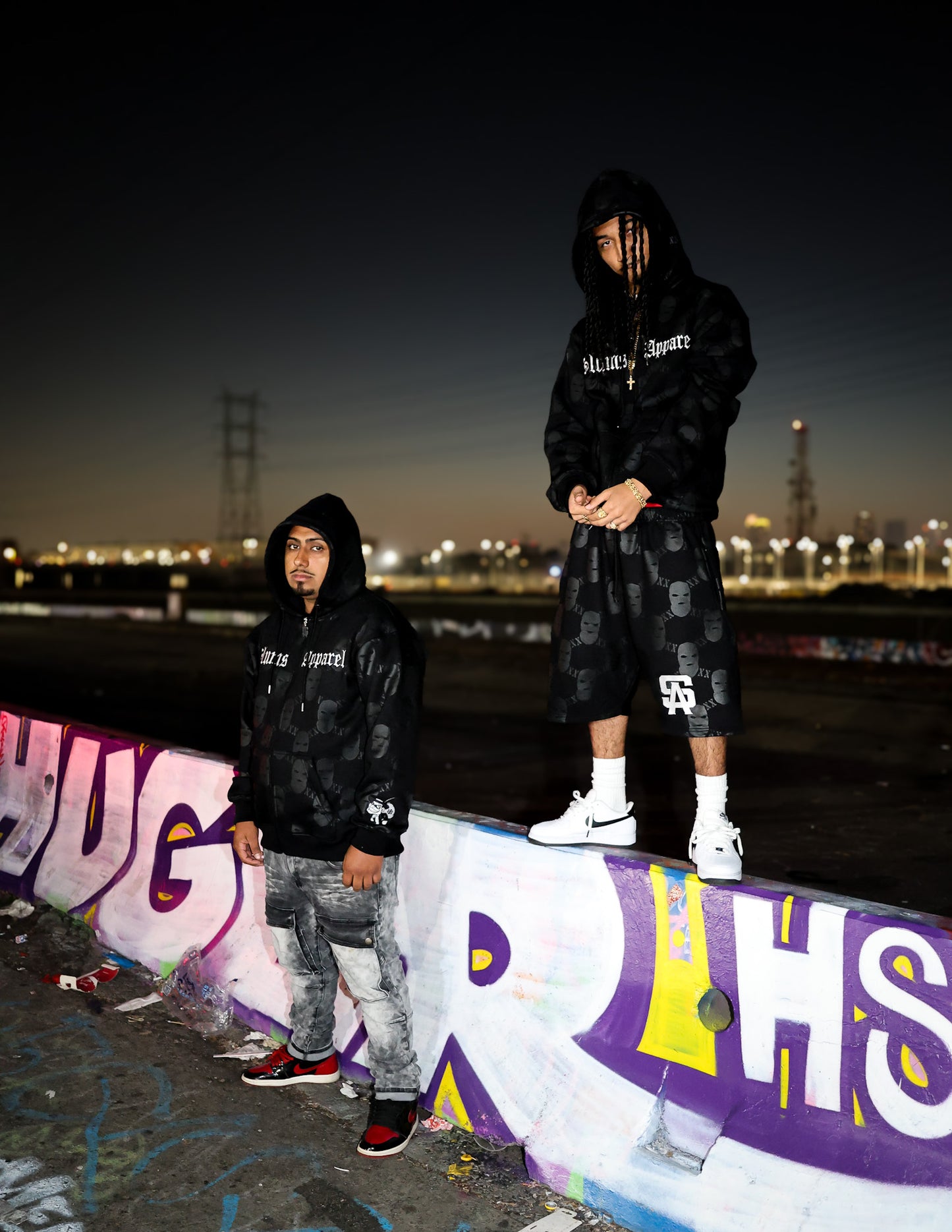 All Over Print Ski Mask - Black Zip Up