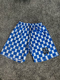 Blue/White Ski Mask - Mesh Shorts