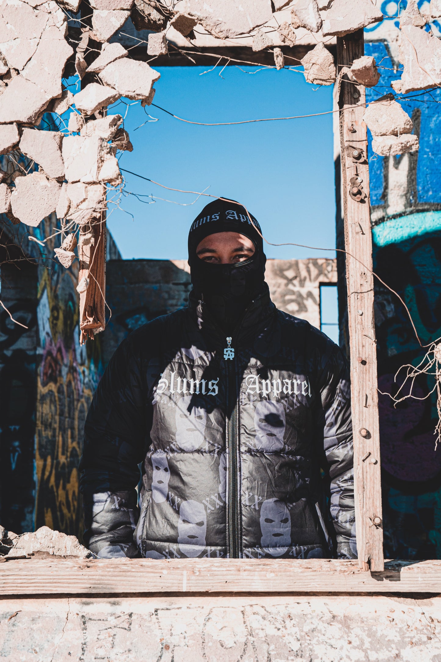 All Over Print Ski Mask Puffer Jacket